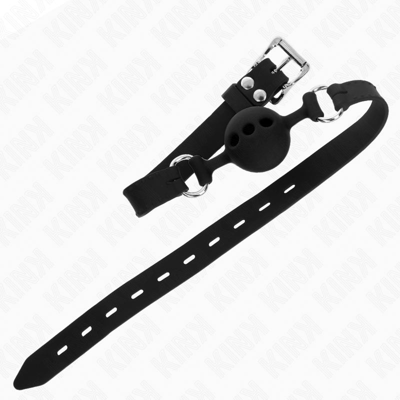 KINK - FULL SILICONE GAG 55 x 2 CM WITH 4 CM BALL SIZE S BLACK ADJUSTABLE 35-51 CM - NOCTURNA DESIRES