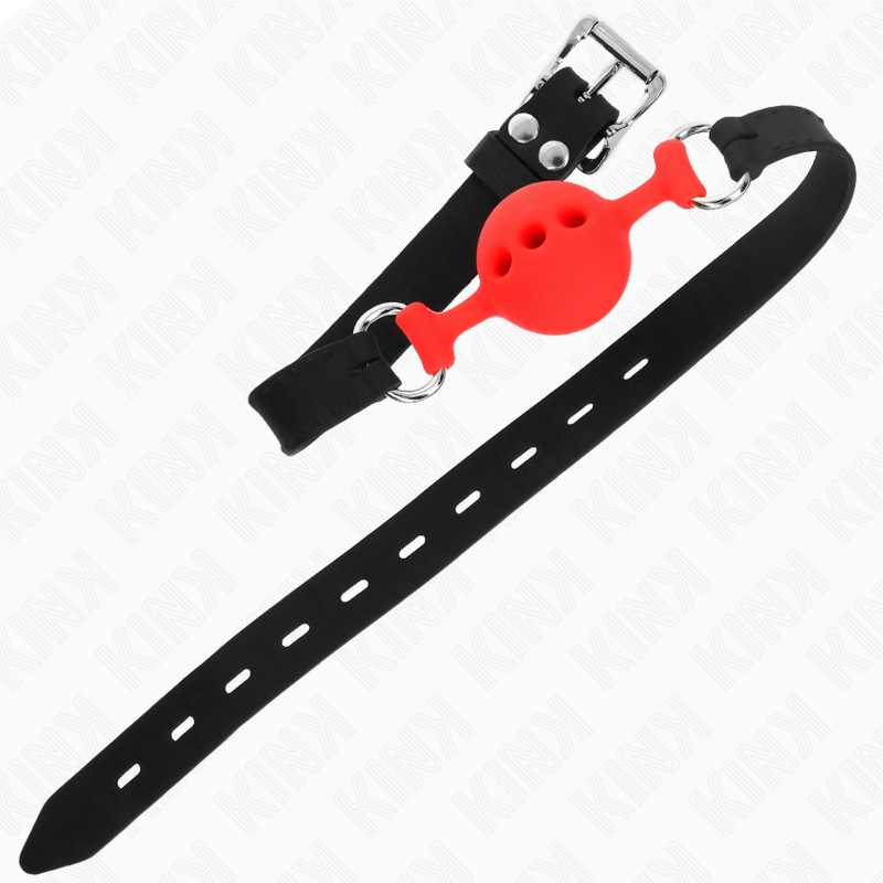 KINK - FULL SILICONE GAG 55 x 2 CM WITH 4 CM BALL SIZE S RED ADJUSTABLE 35-51 CM - NOCTURNA DESIRES