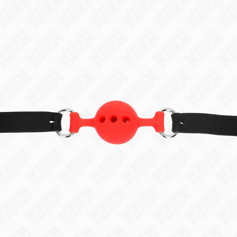 KINK - FULL SILICONE GAG 55 x 2 CM WITH 4 CM BALL SIZE S RED ADJUSTABLE 35-51 CM - NOCTURNA DESIRES
