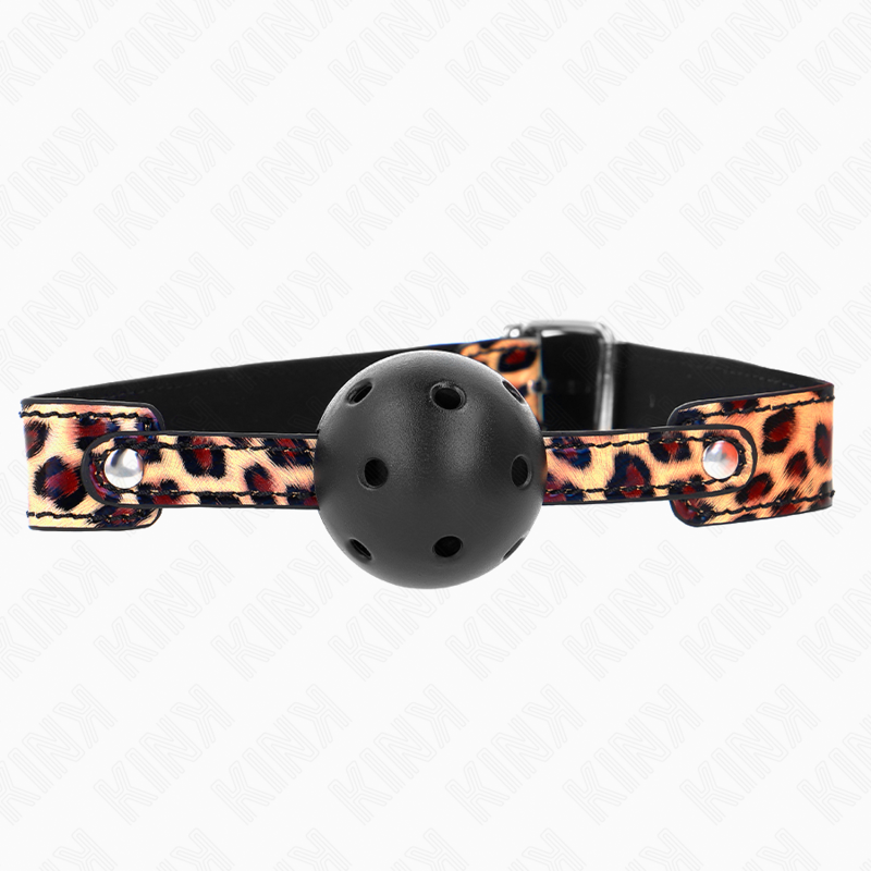 KINK - LEOPARD BREATHABLE BALL 4.5 CM GAG 65 x 2.5 CM - NOCTURNA DESIRES