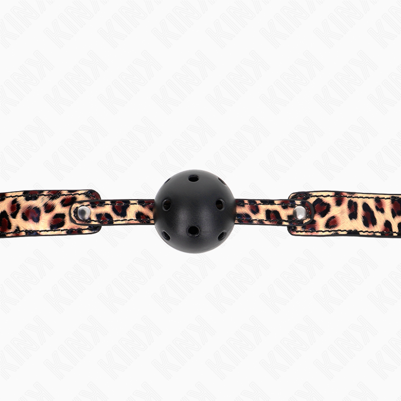 KINK - LEOPARD BREATHABLE BALL 4.5 CM GAG 65 x 2.5 CM - NOCTURNA DESIRES