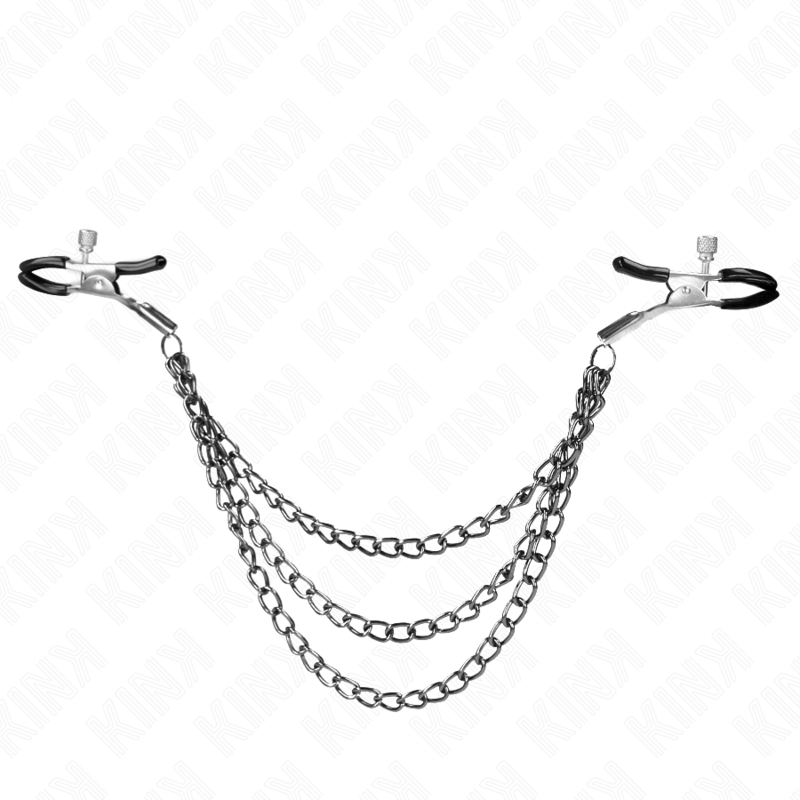 KINK - NIPPLE CLAMPS WITH 3 CHAINS BLACK 20/23/28 CM - NOCTURNA DESIRES