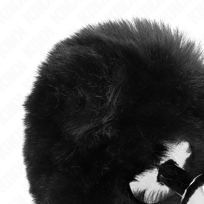 KINK - STAINLESS STEEL PLUG 7 x 3 CM WITH BLACK FAUX FUR RABBIT TAIL 8 CM - NOCTURNA DESIRES