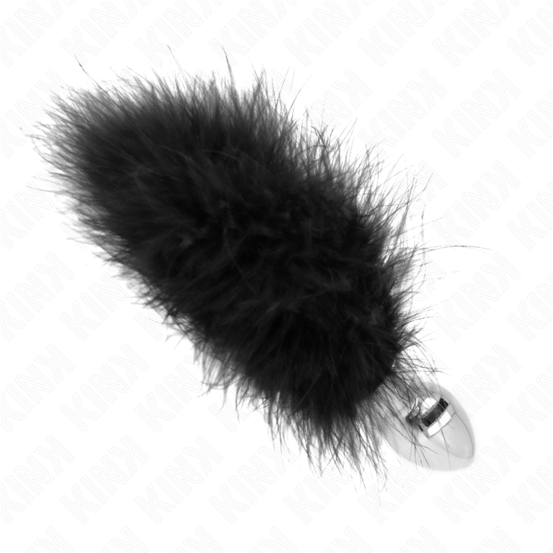 KINK - STAINLESS STEEL ANAL PLUG 11 x 7 CM WITH FEATHER 11 CM - NOCTURNA DESIRES