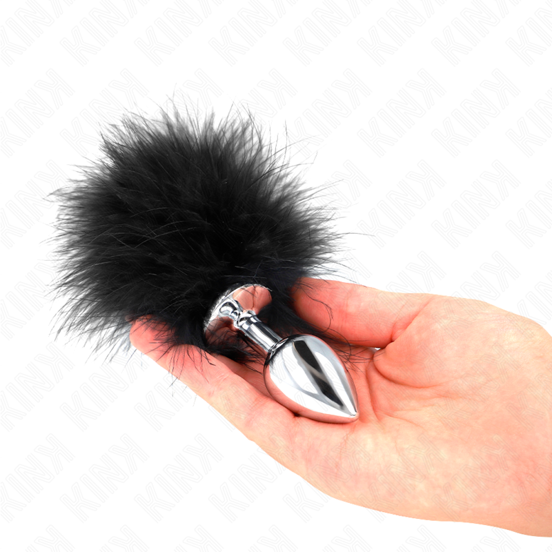 KINK - STAINLESS STEEL ANAL PLUG 11 x 7 CM WITH FEATHER 11 CM - NOCTURNA DESIRES