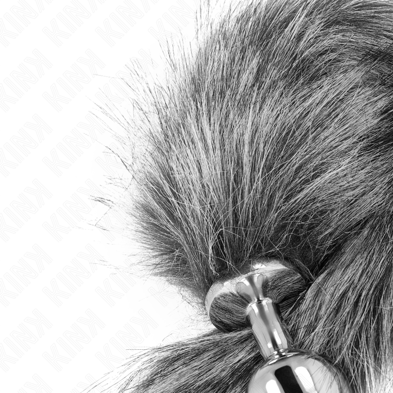 KINK - ANAL PLUG SIZE M 8 X 3.5 CM WITH SYNTHETIC TAIL 40 CM GREY - NOCTURNA DESIRES