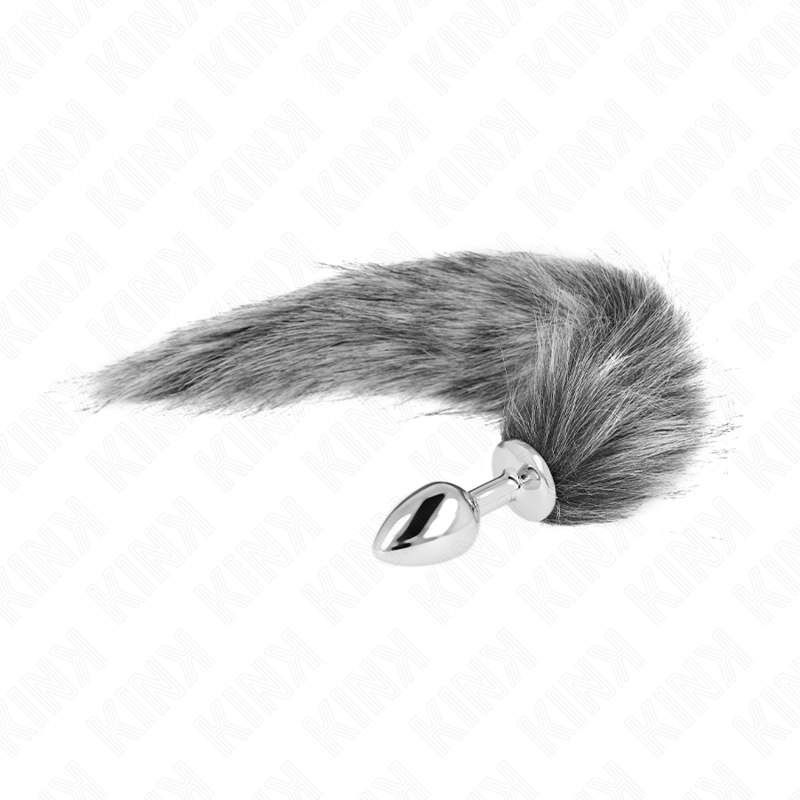 KINK - ANAL PLUG SIZE S 7 X 3 CM WITH SYNTHETIC TAIL 40 CM GREY - NOCTURNA DESIRES