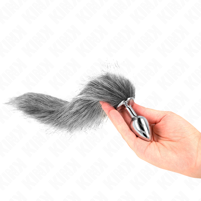 KINK - ANAL PLUG SIZE S 7 X 3 CM WITH SYNTHETIC TAIL 40 CM GREY - NOCTURNA DESIRES