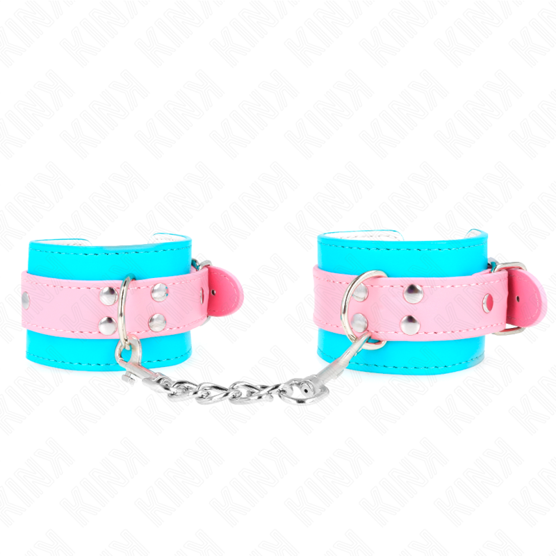 KINK - CUTE WRIST RESTRAINTS BLUE / PINK ADJUSTABLE 16-28 CM X 5 CM - NOCTURNA DESIRES