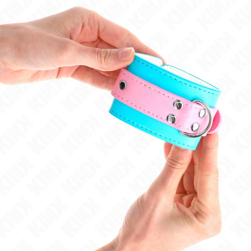 KINK - CUTE WRIST RESTRAINTS BLUE / PINK ADJUSTABLE 16-28 CM X 5 CM - NOCTURNA DESIRES
