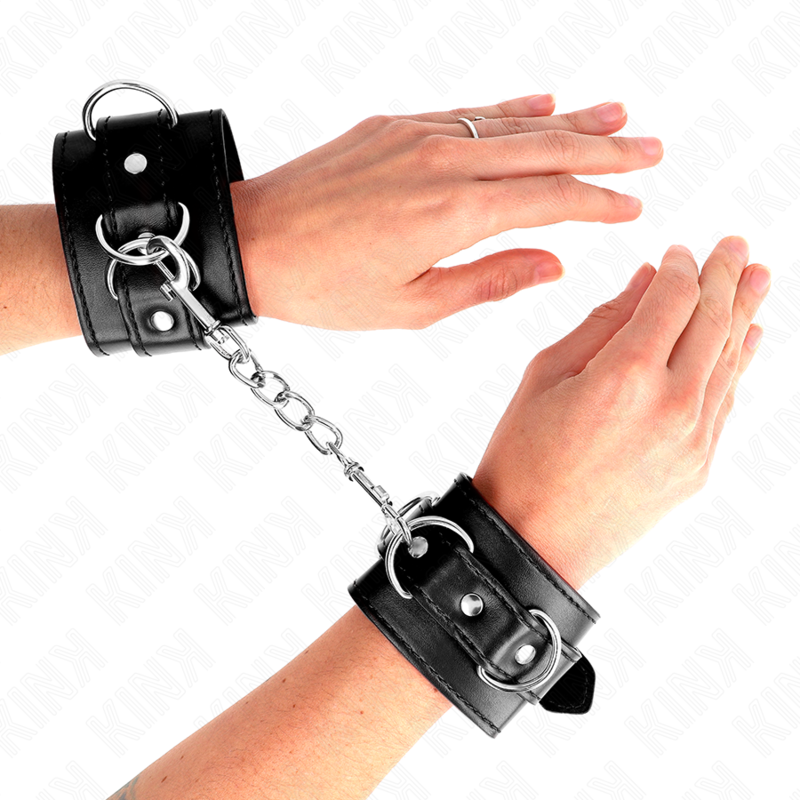 KINK - 3 D-RING WRIST RESTRAINTS ADJUSTABLE BLACK 17.5-25 CM X 6 CM - NOCTURNA DESIRES