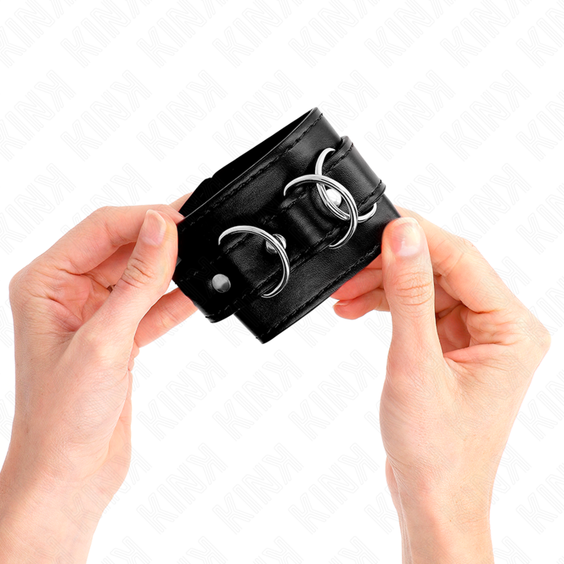 KINK - 3 D-RING WRIST RESTRAINTS ADJUSTABLE BLACK 17.5-25 CM X 6 CM - NOCTURNA DESIRES