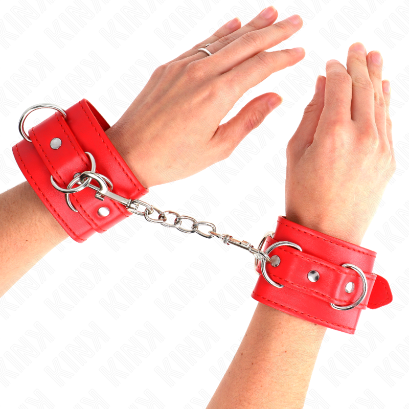KINK - 3 D-RING WRIST RESTRAINTS ADJUSTABLE RED 17.5-25 CM X 6 CM - NOCTURNA DESIRES