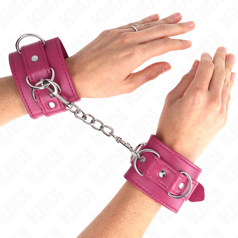 KINK - 3 D-RING WRIST RESTRAINTS ADJUSTABLE PINK 17.5-25 CM X 6 CM - NOCTURNA DESIRES