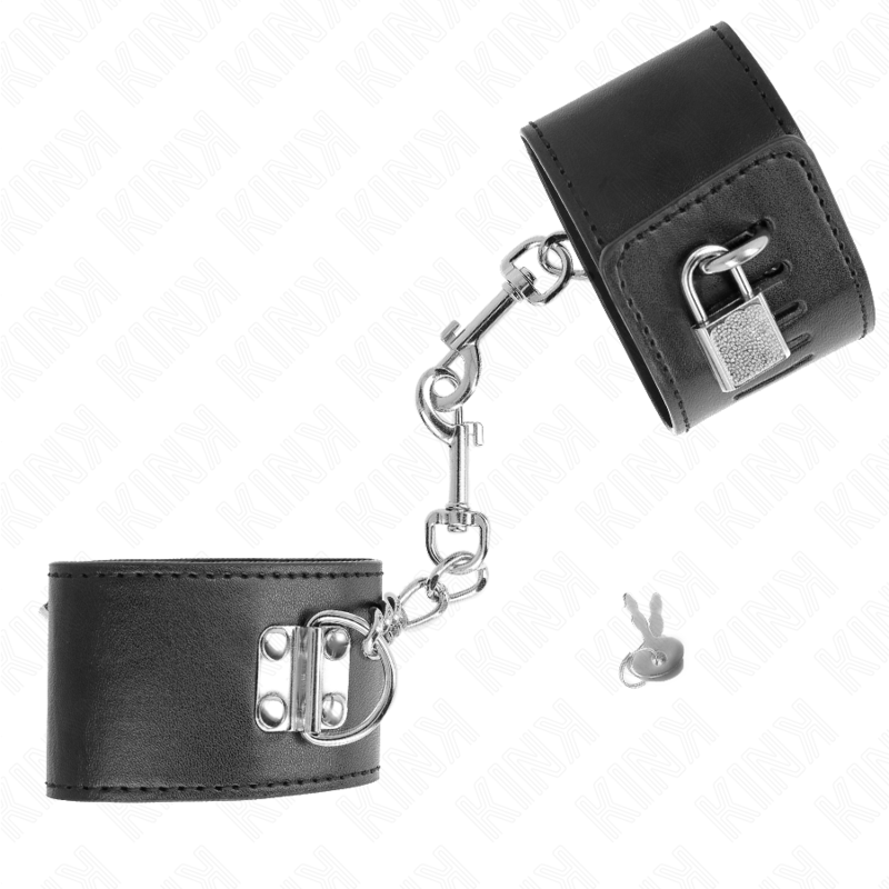 KINK - WRIST RESTRAINTS WITH PADLOCK CLOSURE BLACK ADJUSTABLE 16-23 CM X 5.5 CM - NOCTURNA DESIRES