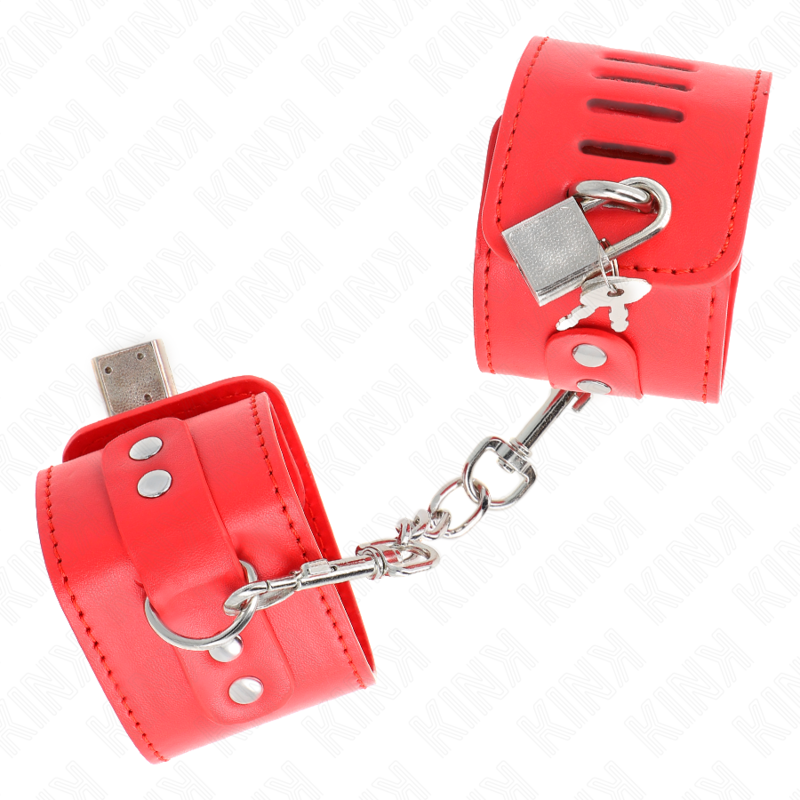 KINK - WRIST RESTRAINTS WITH PADLOCK CLOSURE RED ADJUSTABLE 16-23 CM X 5.5 CM - NOCTURNA DESIRES