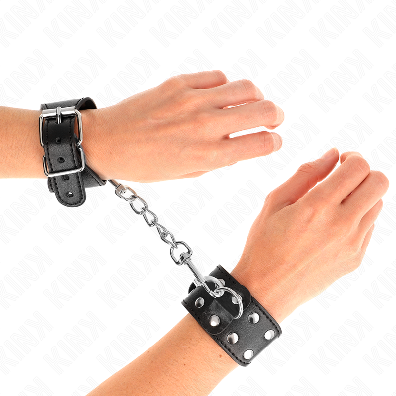 KINK - WRISTBANDS WITH DOUBLE LINE OF ADJUSTABLE STUDS BLACK - NOCTURNA DESIRES