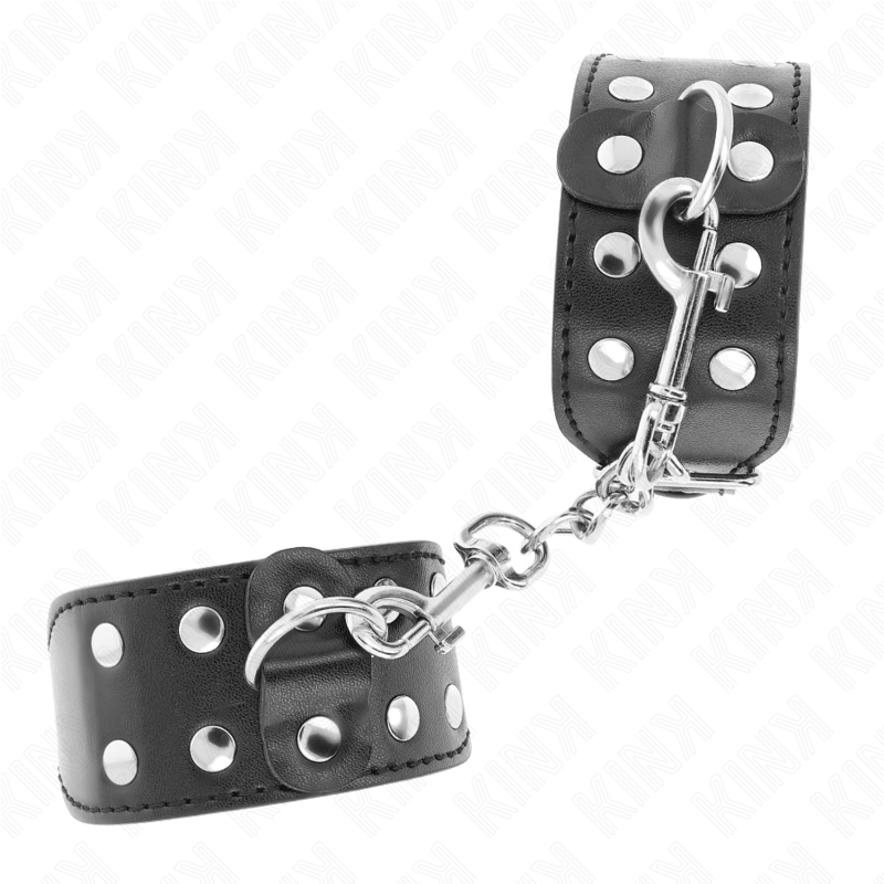 KINK - WRISTBANDS WITH DOUBLE LINE OF ADJUSTABLE STUDS BLACK - NOCTURNA DESIRES