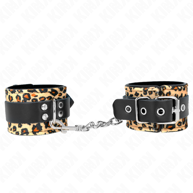 KINK - LEOPARD REAL LEATHER WRIST RESTRAINT ADJUSTABLE 18-29 CM X 5.5 CM - NOCTURNA DESIRES