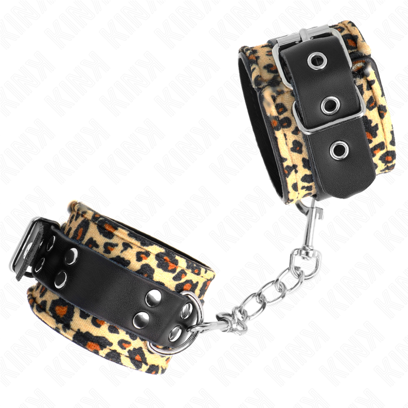 KINK - LEOPARD REAL LEATHER WRIST RESTRAINT ADJUSTABLE 18-29 CM X 5.5 CM - NOCTURNA DESIRES
