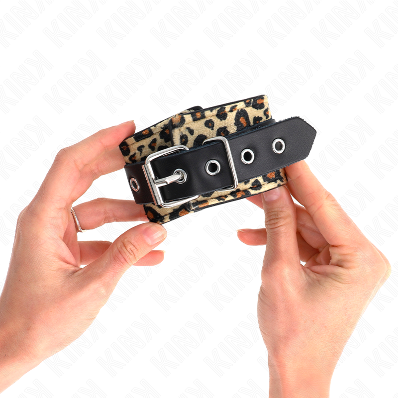KINK - LEOPARD REAL LEATHER WRIST RESTRAINT ADJUSTABLE 18-29 CM X 5.5 CM - NOCTURNA DESIRES