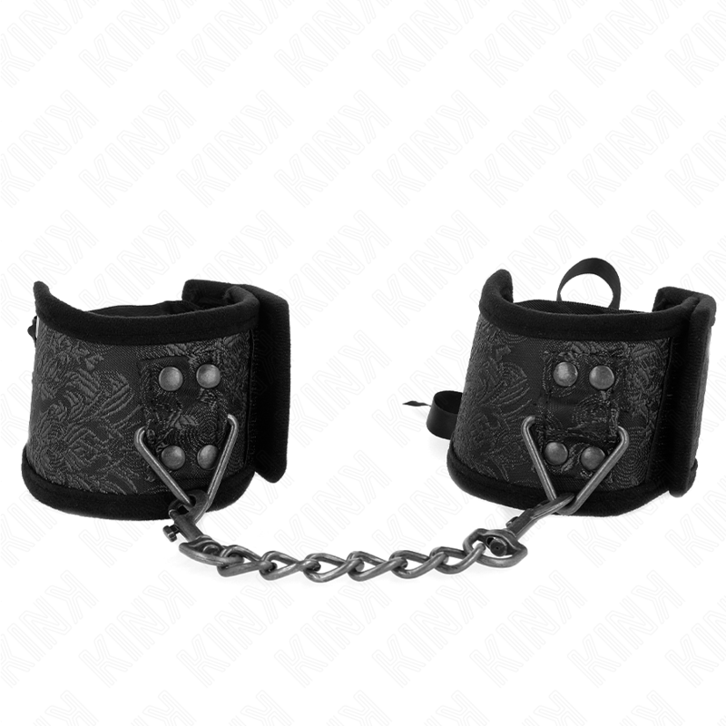KINK - SCANDAL WRIST RESTRAINTS BLACK LACE DETAILS 24.5 CM X 6.5 CM - NOCTURNA DESIRES
