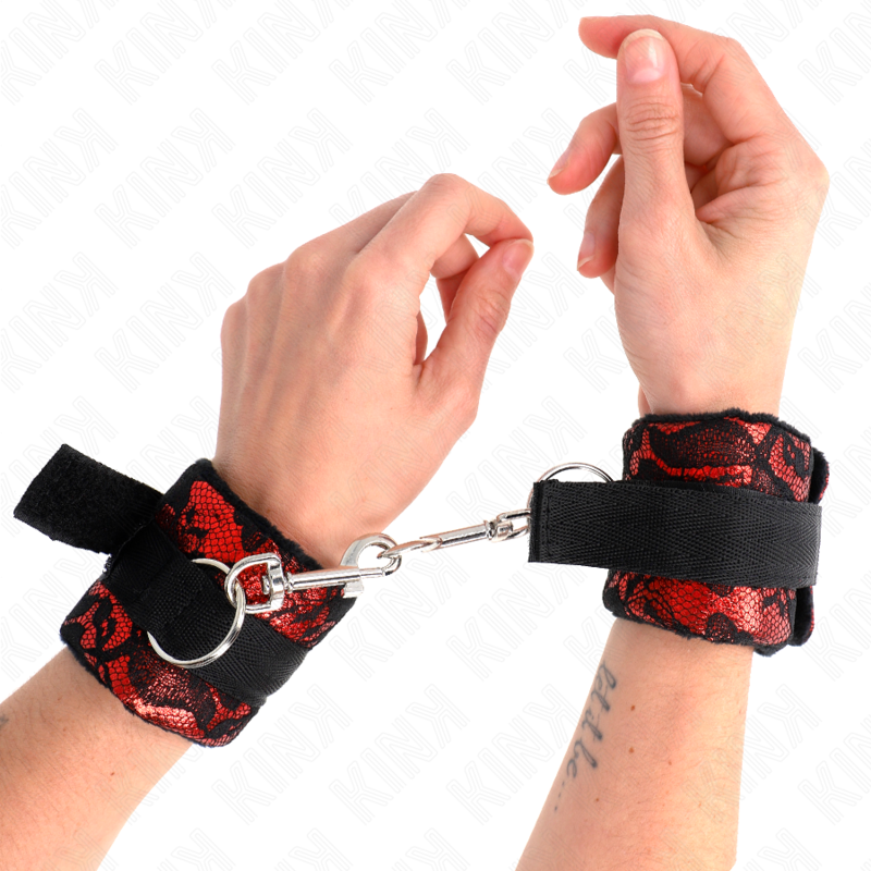 KINK - SCANDAL WRIST RESTRAINTS RED-BLACK - NOCTURNA DESIRES