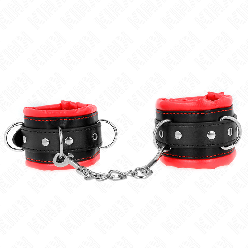 KINK - HEAVY WRIST RESTRAINTS WITH RED FUR LINED ADJUSTABLE 20-30 CM X 6 CM - NOCTURNA DESIRES