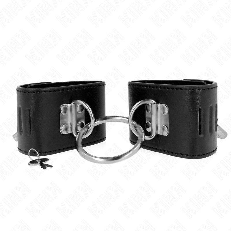 KINK - FIXED WRIST RESTRAINTS WITH RING AND PADLOCK CLOSURE BLACK ADJUSTABLE 16-23 CM X 5.5 CM - NOCTURNA DESIRES
