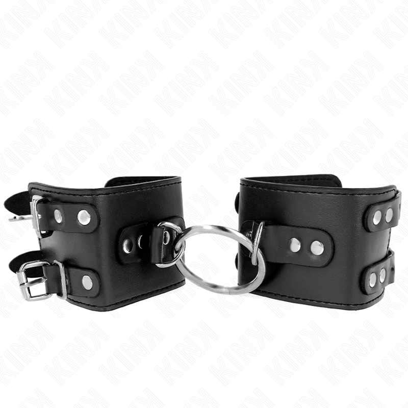 KINK - FIXED WRIST RESTRAINTS WITH RING AND STUDS ADJUSTABLE BLACK 17-22 CM X 6.5 CM - NOCTURNA DESIRES