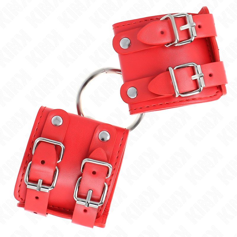 KINK - FIXED WRIST RESTRAINTS WITH RING AND STUDS ADJUSTABLE RED 17-22 CM X 6.5 CM - NOCTURNA DESIRES