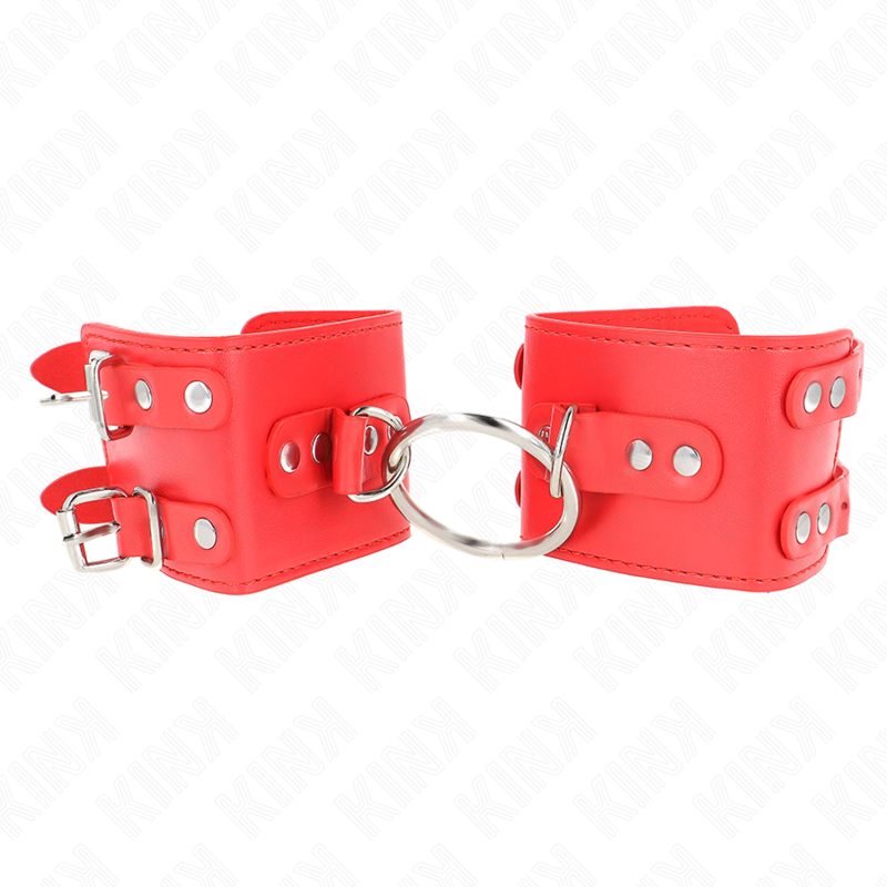 KINK - FIXED WRIST RESTRAINTS WITH RING AND STUDS ADJUSTABLE RED 17-22 CM X 6.5 CM - NOCTURNA DESIRES