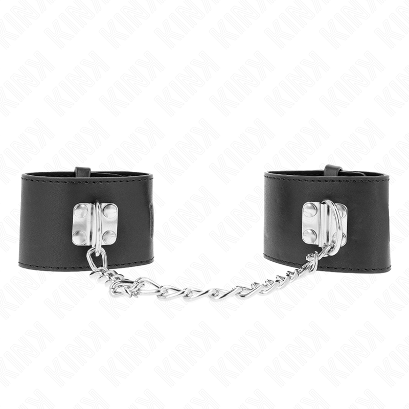 KINK - FIXED WRIST RESTRAINTS WITH CHAIN 30 CM AND PADLOCK CLOSURE BLACK ADJUSTABLE 16-23 CM X 5.5 CM - NOCTURNA DESIRES