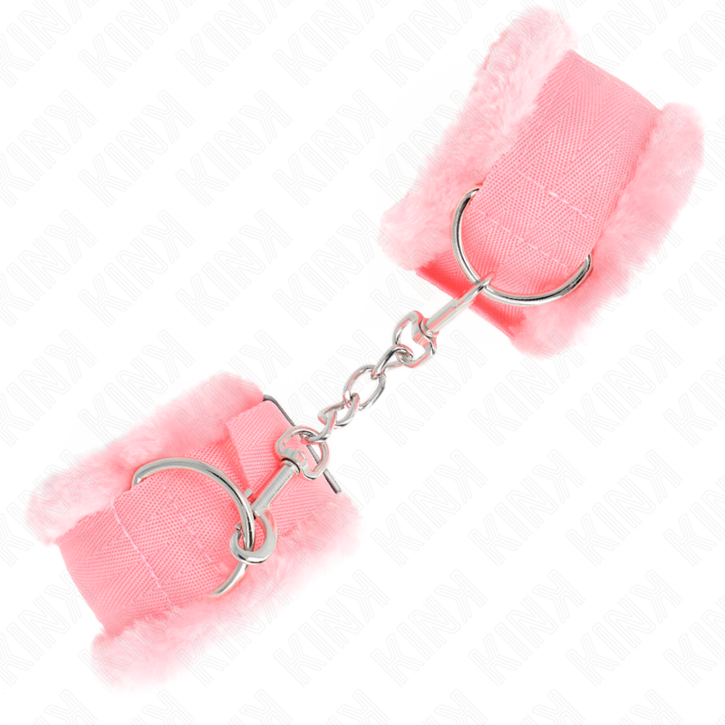 KINK - FURRY LINED WRIST RESTRAINTS PINK ADJUSTABLE 17-31 CM X 7 CM - NOCTURNA DESIRES