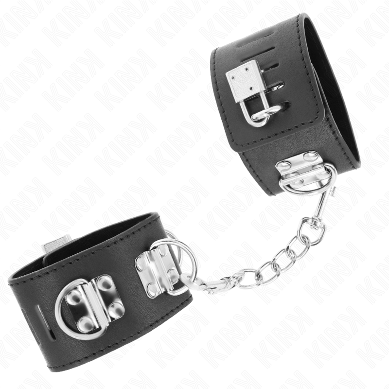 KINK - MULTIPOSITION WRIST RESTRAINTS WITH PADLOCK CLOSURE BLACK ADJUSTABLE 16-23 CM X 5.5 CM - NOCTURNA DESIRES