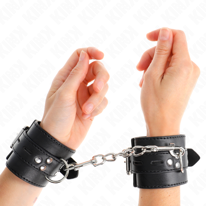 KINK - WRIST RESTRAINTS BLACK WITH BLACK BELT ADJUSTABLE 17-28 CM X 6 CM - NOCTURNA DESIRES