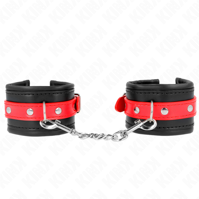 KINK - WRIST RESTRAINTS BLACK WITH RED BELT ADJUSTABLE 17-28 CM X 6 CM - NOCTURNA DESIRES