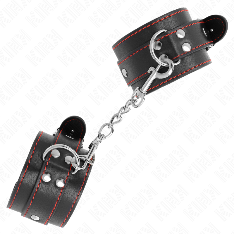 KINK - WRIST RESTRAINTS BLACK WITH RED LINING ADJUSTABLE 20-28 CM X 5.5 CM - NOCTURNA DESIRES