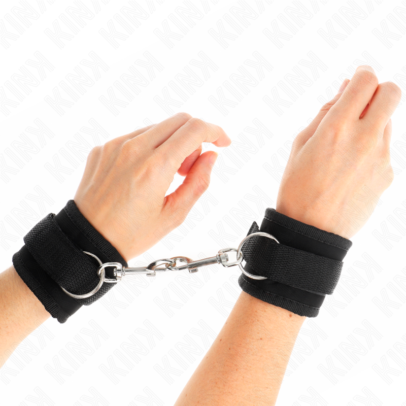 KINK - NYLON BIND HOOK&LOOP WRIST RESTRAINTS BLACK MODEL 2 ADJUSTABLE 18-35 CM X 6 CM - NOCTURNA DESIRES