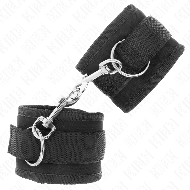 KINK - NYLON BIND HOOK&LOOP WRIST RESTRAINTS BLACK MODEL 2 ADJUSTABLE 18-35 CM X 6 CM - NOCTURNA DESIRES