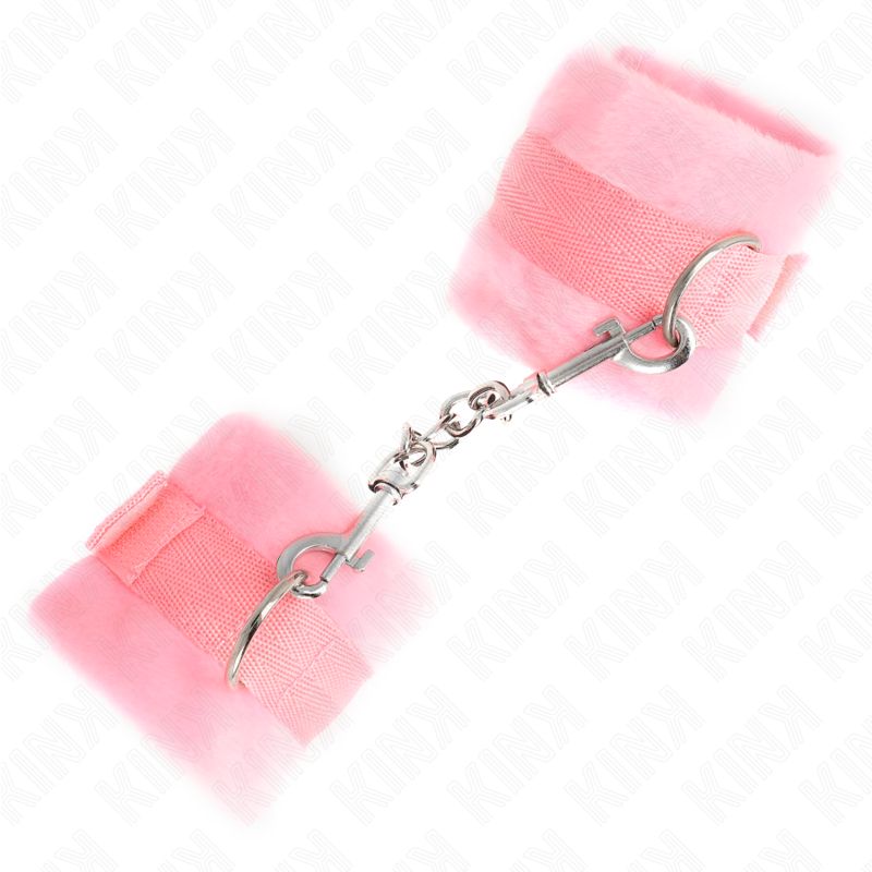 KINK - BEGINNER FUR HAND CUFFS PINK 30 X 7 CM - NOCTURNA DESIRES