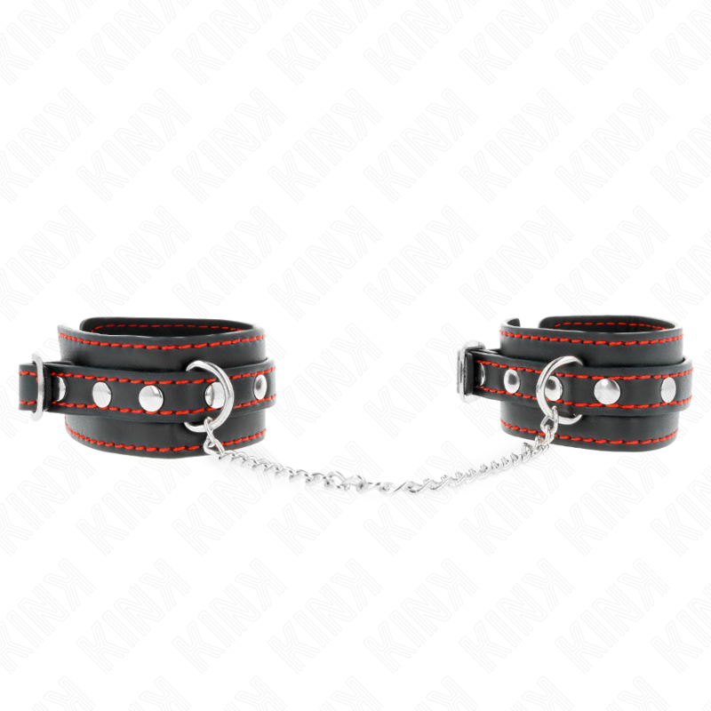 KINK - SMALL WRIST RESTRAINTS BLACK WITH RED LINING ADJUSTABLE 14-24 CM X 3.5 CM - NOCTURNA DESIRES