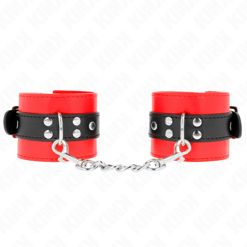 KINK - WRIST RESTRAINTS RED WITH BLACK BELT ADJUSTABLE 17-28 CM X 6 CM - NOCTURNA DESIRES