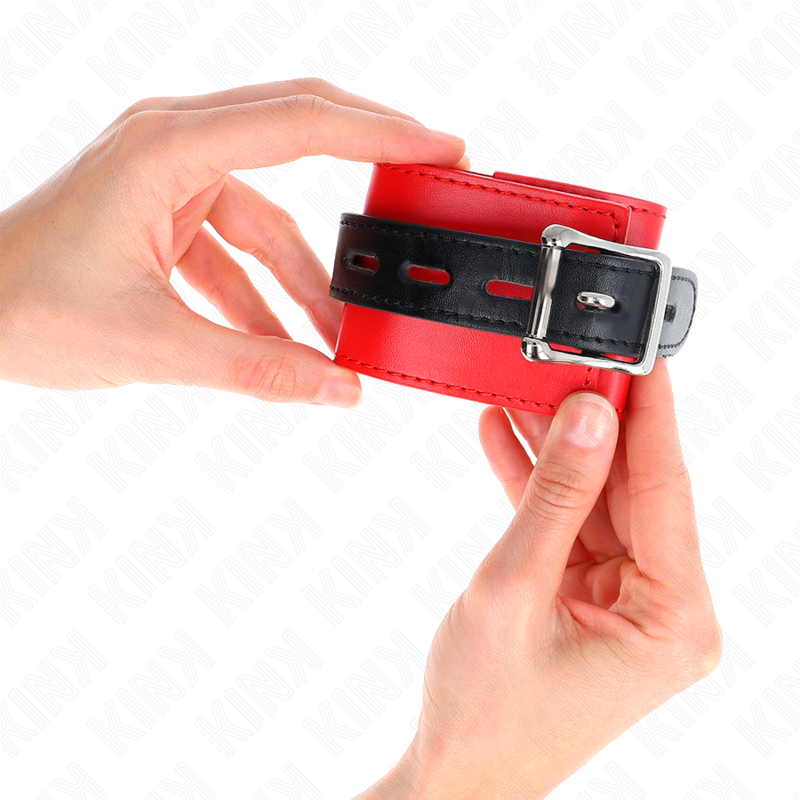 KINK - WRIST RESTRAINTS RED WITH BLACK BELT ADJUSTABLE 17-28 CM X 6 CM - NOCTURNA DESIRES