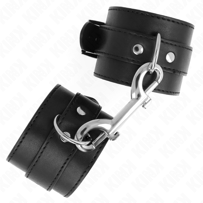 KINK - WRIST RESTRAINTS-SINGLE RIVET ROW AND BIG BUCKLE BLACK ADJUSTABLE 17-28 CM X 5 CM - NOCTURNA DESIRES