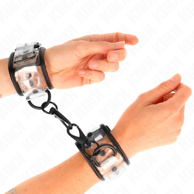 KINK - CLEAR WRIST CUFFS ADJUSTABLE 18-30 CM X 5.5 CM - NOCTURNA DESIRES