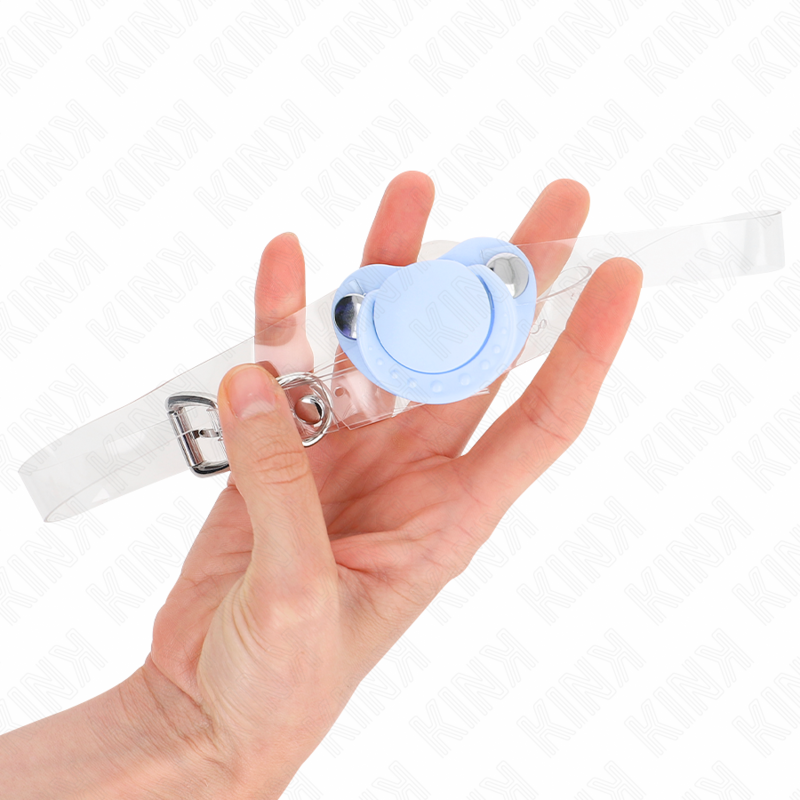 KINK - LIGHT BLUE PACIFIER SHAPED GAG 5.5 x 4 CM ADJUSTABLE 43-60 CM - NOCTURNA DESIRES