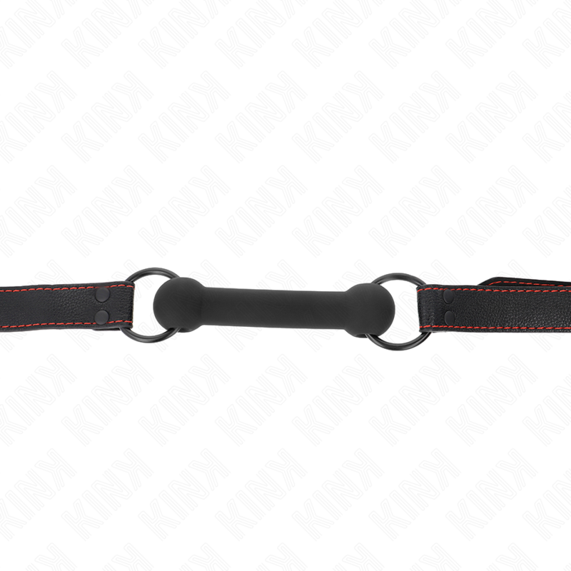 KINK - BONE GAG WITH LEATHERETTE STRAP BLACK ADJUSTABLE 41-57 CM - NOCTURNA DESIRES