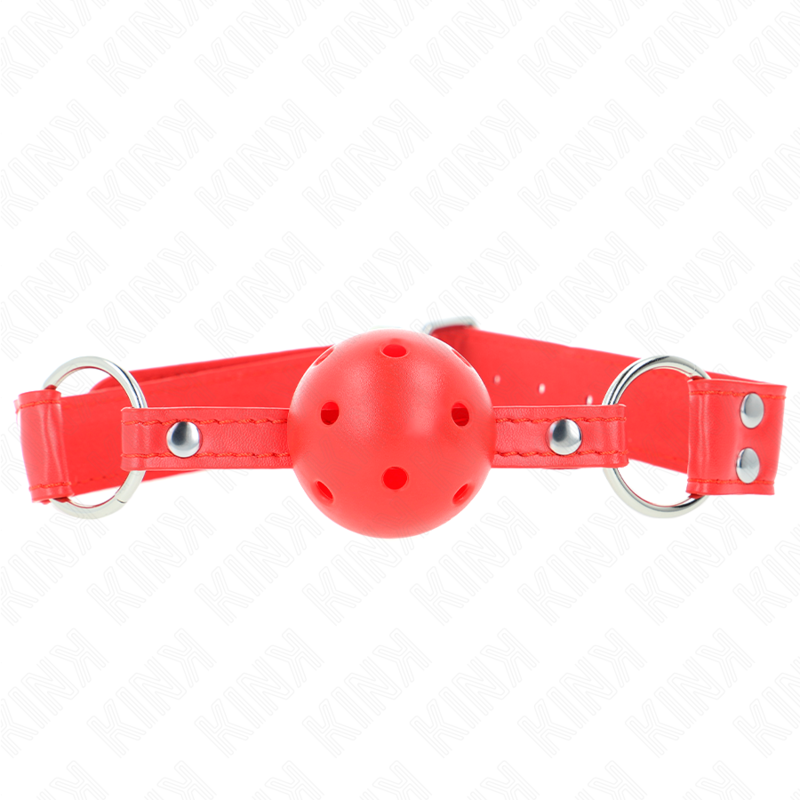 KINK - COMPLETE RED HOLLOW HARD BALL GAG 62 x 2 CM - NOCTURNA DESIRES