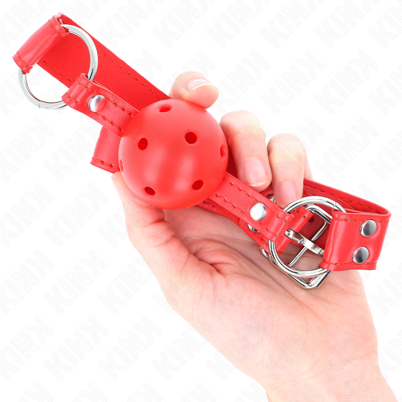 KINK - COMPLETE RED HOLLOW HARD BALL GAG 62 x 2 CM - NOCTURNA DESIRES